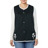 AmeriMark Easy-Care Snap Front Cobbler Aprons Vest with Two Patch Pockets | Polycotton apron vest with snap-front closure, sleeveless design, full coverage, and two patch pockets for everyday use