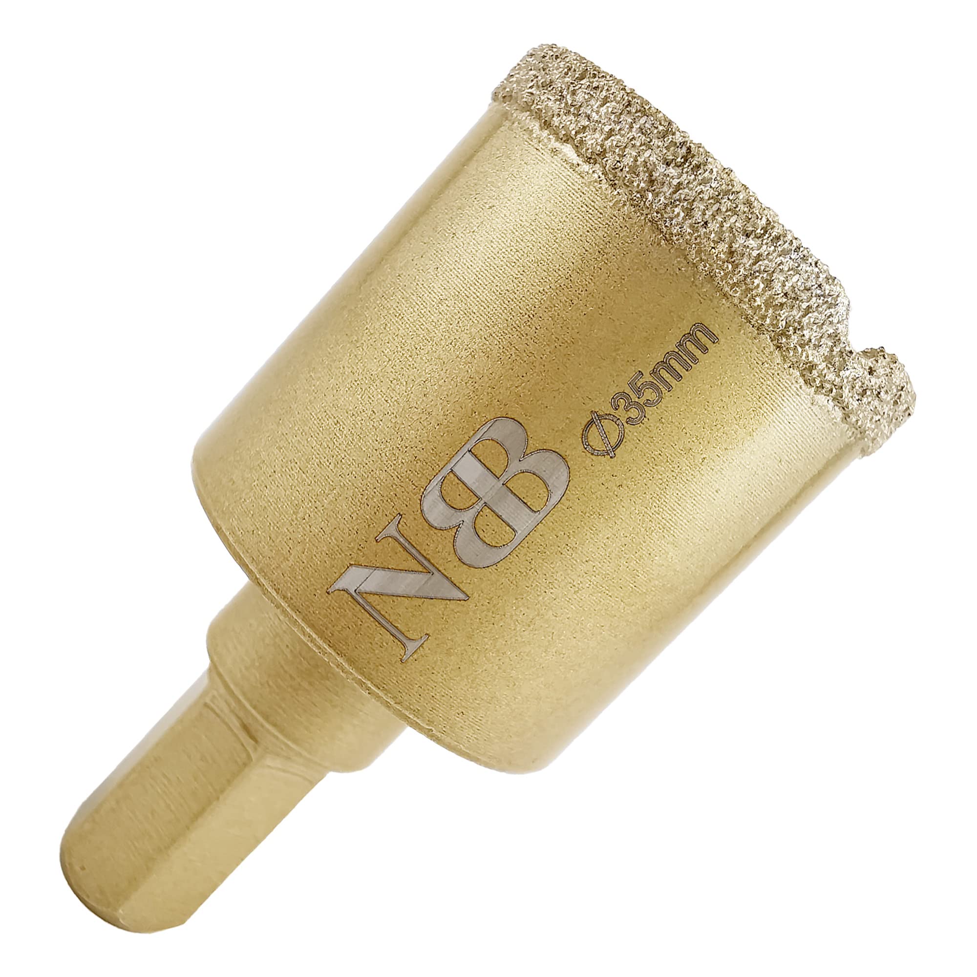 NBB Brazed Diamond Drill Bits with Hex Shank 12.5mm, Diamond hole saw for Dry or Wet Drilling on Porcelain, Ceramic, Tile, Granite, Marble, Used on Corded or Cordless Pistol Drill or Bench Drill(35mm)