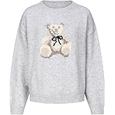 Floerns Women's Cute Bear Long Sleeve Fall Sweater Crewneck Knitted Pullover Tops