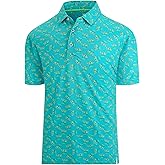 Hodaweisolp Golf Shirts for Men Dry Fit Print Moisture Wicking Performance Short Sleeve Polo Shirt
