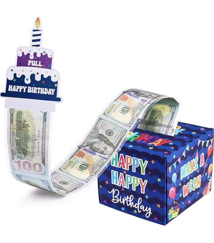 Tirelire-surprise Anniversaire - Boîte Transparente Coulissante, Cadeau Original Pour Fêtes Et Célébrations (bleu)