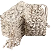 Trounistro 30 Pack Soap Exfoliating Bags Pouch Soap Saver Natural Ramie Mesh Soaps Bag Hand Made Soaps Bag with Drawstring for Bath & Shower Use