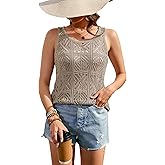 Women's Crochet Tank Tops Summer Knit Sweater Vest Hollow Out Sleeveless Boho Top