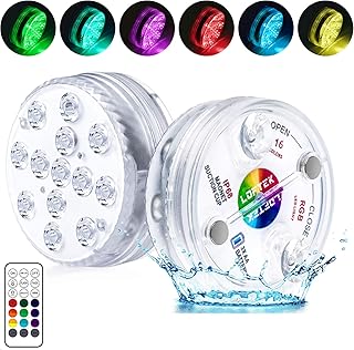 LOFTEK Unterwasser Led Pool Licht RGB Farbwechsel wasserdichte Poolbeleuchtung mit Fernbedienung Magnet für Schwimmbad Badezimmer Brunnen Aquarium Vase Base Fest Dekoration, 2 Stück