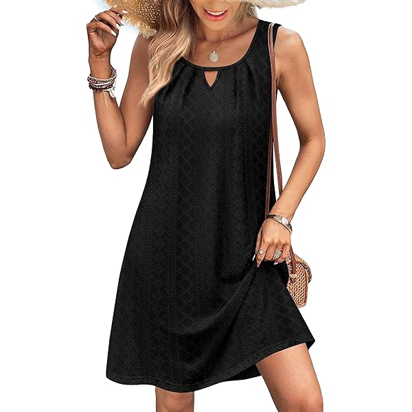 Simple Fun Dresses Women's Sleeveless Sundress Summer Casual Tank Dress, Above Knee, Flowy Beach & Vacation Dress Short Summer Dresses With Pockets Simple Fun Dresses Women's Sleeveless Sundress Summer Casual Tank Dress, Above Knee, Flowy Beach & Vacation Dress Short Summer Dresses With Pockets