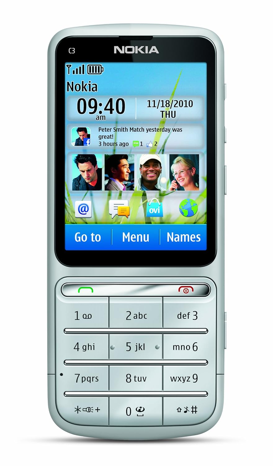 Amazon.com: Nokia C3-01 Unlocked Touch and Type GSM Phone--U.S. Version  with Warranty (Silver): Cell Phones & Accessories