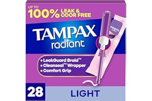 Tampax, Radiant Tampons, Plastic Applicator, Light Absorbency, 28 Count