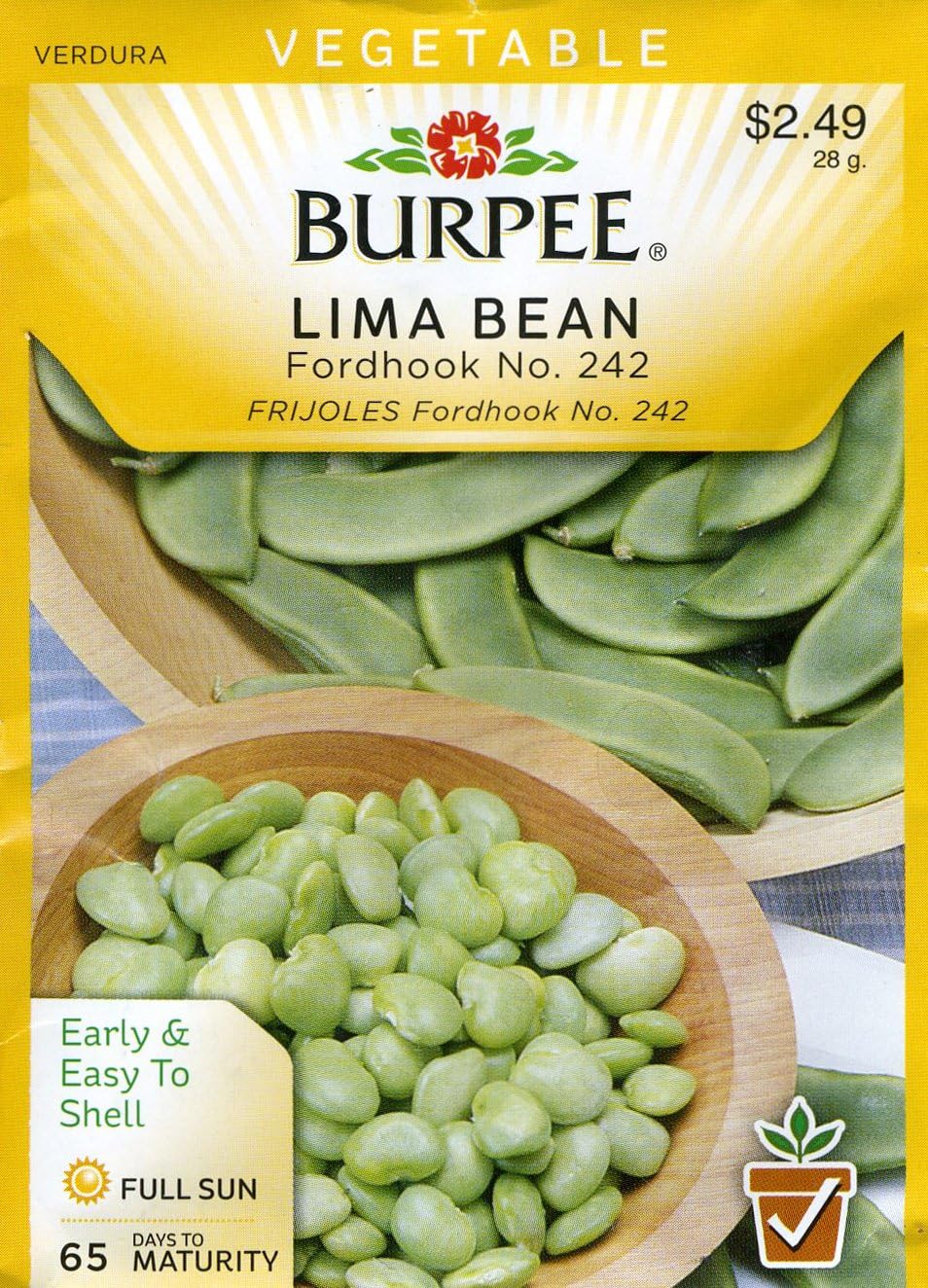 Burpee 65359 Bean, Bush Lima Fordhook 242 Seed Packet
