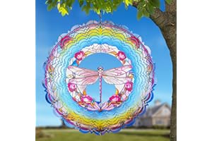 TEPAKEN Dragonfly Metal Wind Spinners Gifts for Women Mom and Grandma,Hanging Wind Spinner Saint Patricks Day Decorations for Outdoor Garden Decor