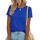 YUCOLEN T Shirts for Women Short Sleeve Crewneck Cotton Tops Summer UPF 50+ Casual Breathable Basic Tee Tshirt
