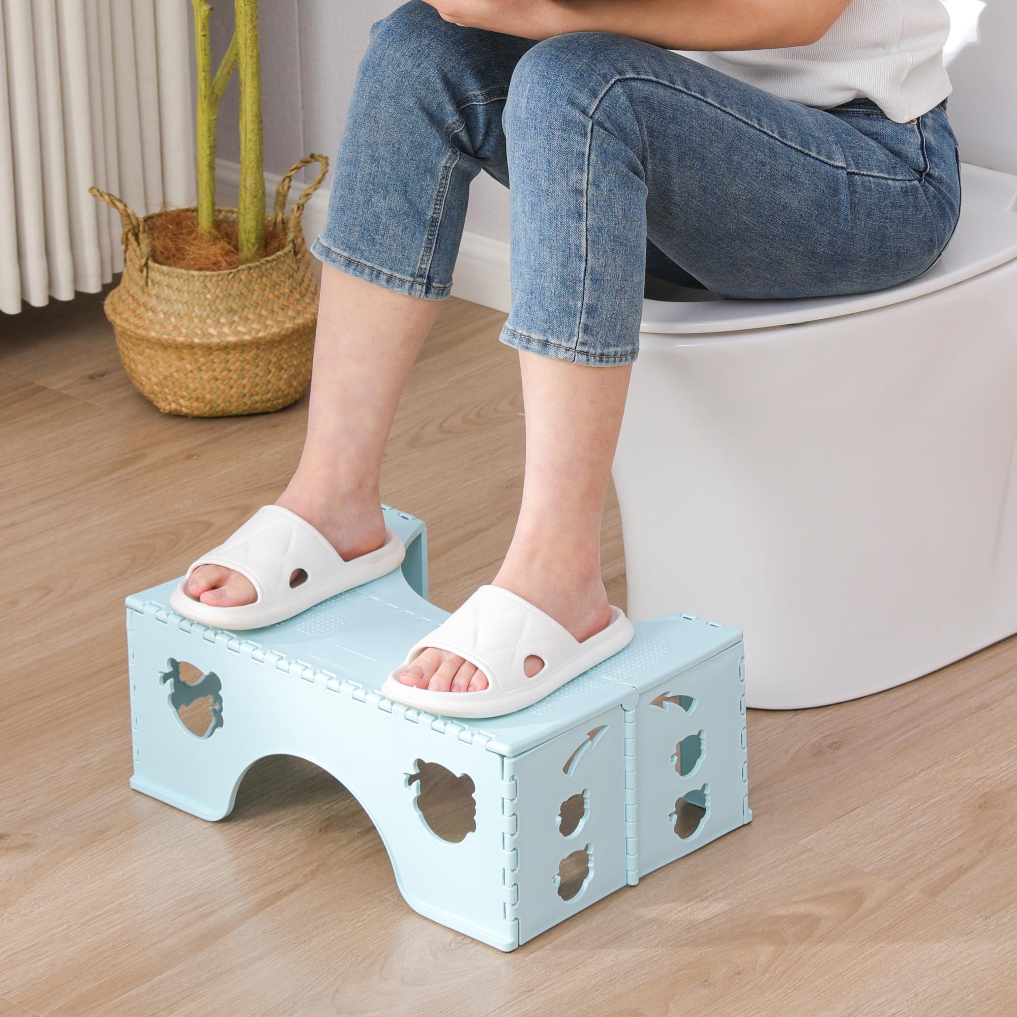 Foldable Toilet Stool - Physiological Stool for Adults and Children - Blue