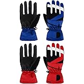 Janmercy 2 Pairs Kids Winter Gloves Waterproof Ski Gloves Snow Thermal Thick Warm Mittens for Cold Weather Children Boys Girls