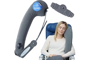 TRAVELREST Ultimate Inflatable Travel Neck & Body Pillow - Travel Essentials, Comfort and Upper Body Support, Airplane Neck Pillow for Long Flight, Straps to Airplane Seat & Car, for All Ages - Grey