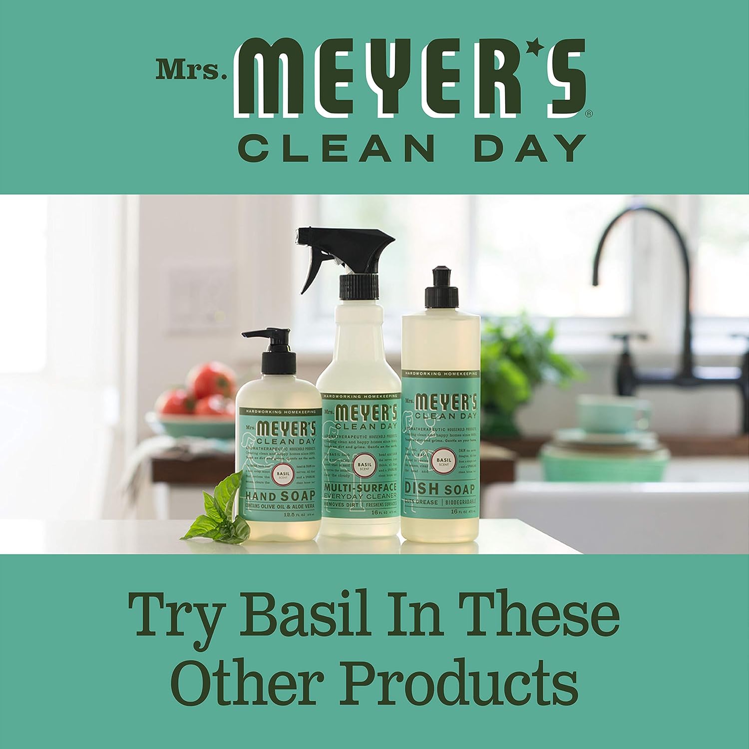 Mrs. Meyer’s Clean Day Multi-Surface Everyday Cleaner, Basil Scent, 16 ounce bottle (Pack of 3): Health & Personal Care