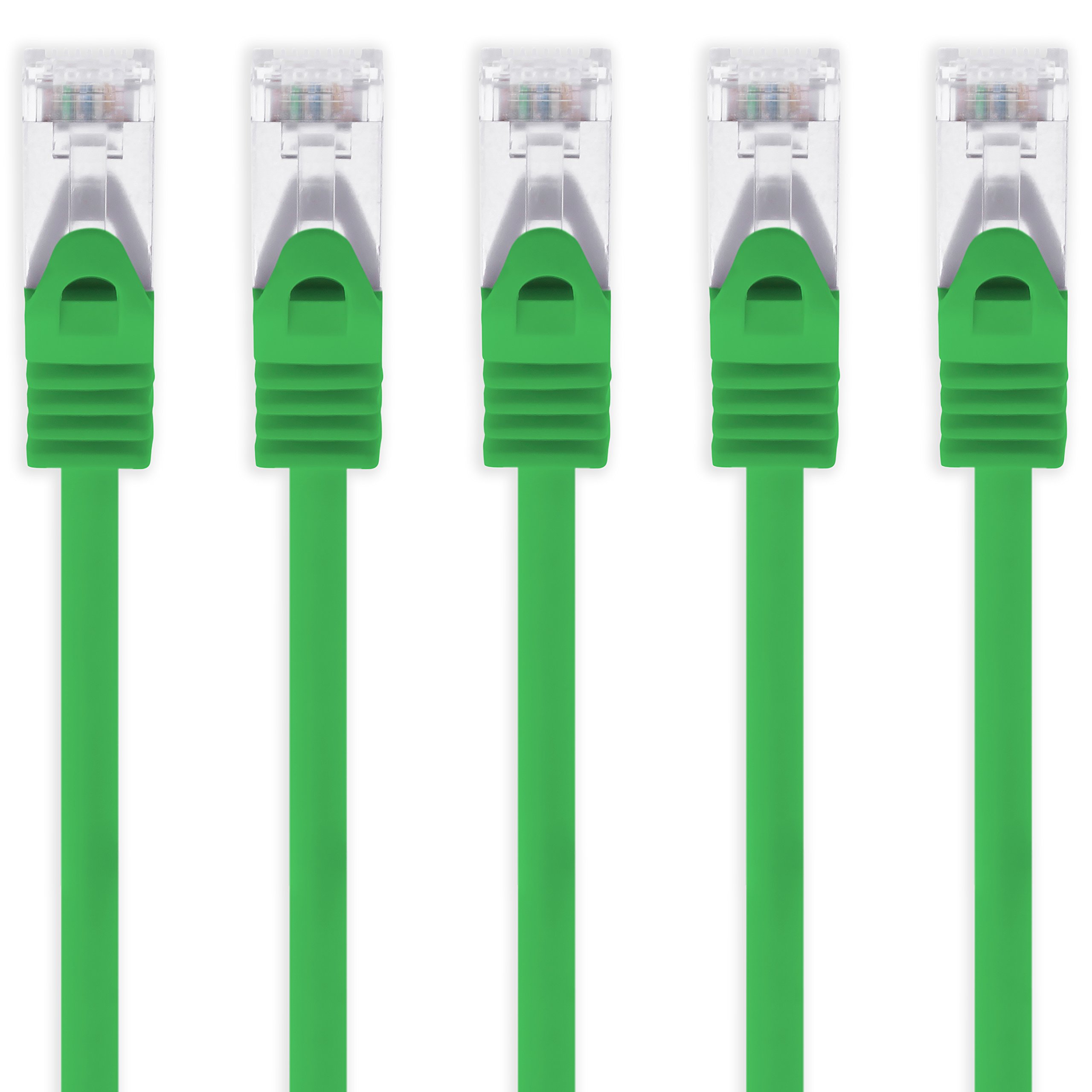 1aTTack.de 1m - green - 5 pieces CAT.7 network cable Sftp (raw cable) patch cable (SET) 10000Mbit/s - 500 MHz assembled with 2 RJ45 plugs Cat6a