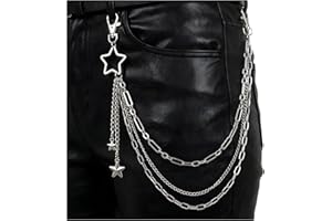 Quafochi Wallet Chain, 3-Layer Punk Big Star Pants Chain with Mini Star Charms, Dual Lobster Clasps, Sturdy Alloy, Hip-Hop Je