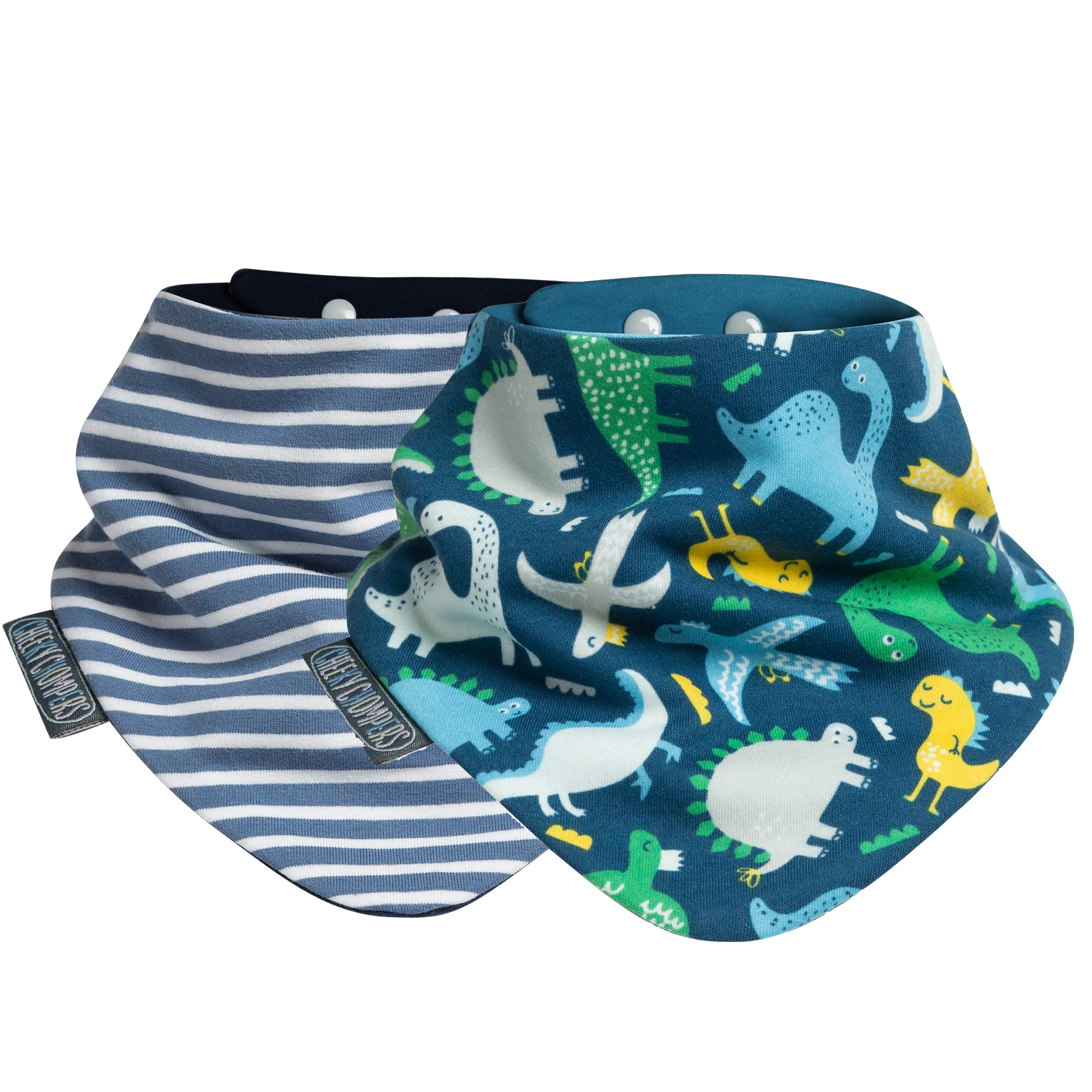 Cheeky Chompers Reversible Baby Bibs | Dribble Bibs | Toddler Bibs | Bandana Neckerchief Style | Baby Gift Set | Neckerbibs (2-pack)