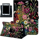 6 7 Inch Tablet Case,Universal Case for 6-7 Inch Tablet eReader,7" Kindle Series e-Reader Tablet Stand Folio Shell Cover with 360 Degree Rotatable Kickstand Multiple Viewing,Wildflowers