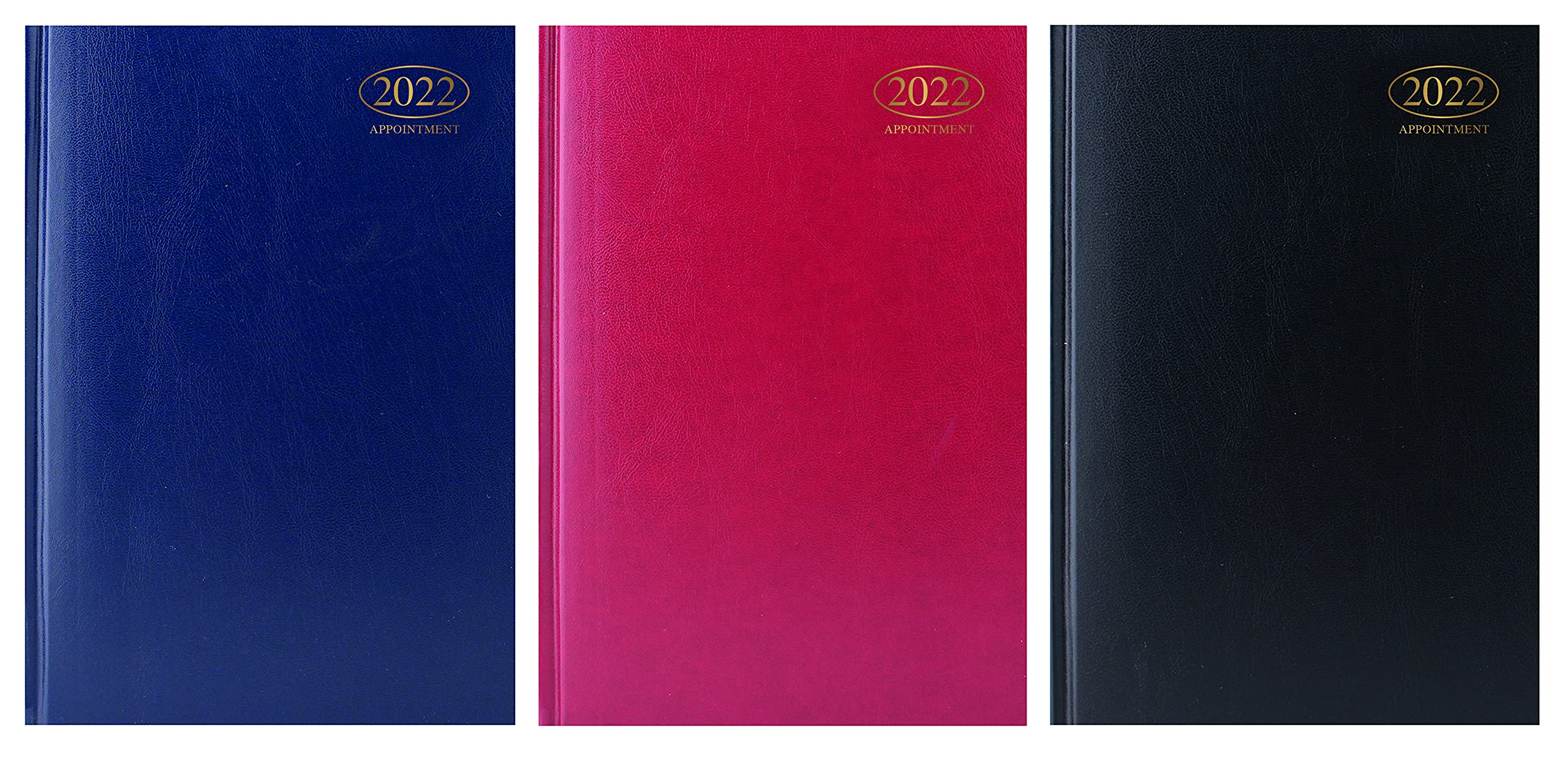 2022 A5 Appointment Diary Day a Page: Hardback Office Business Hospital - Black/Blue, Red 3093 - Trexin