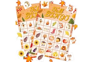 Joy Bang Fall Festival Games, Fall Bingo Cards for 24 Players Harvest Game Fall Crafts for Kids Adults Autumn Thanksgiving Party Favors Supplies Activities for Kids Family Classroom
