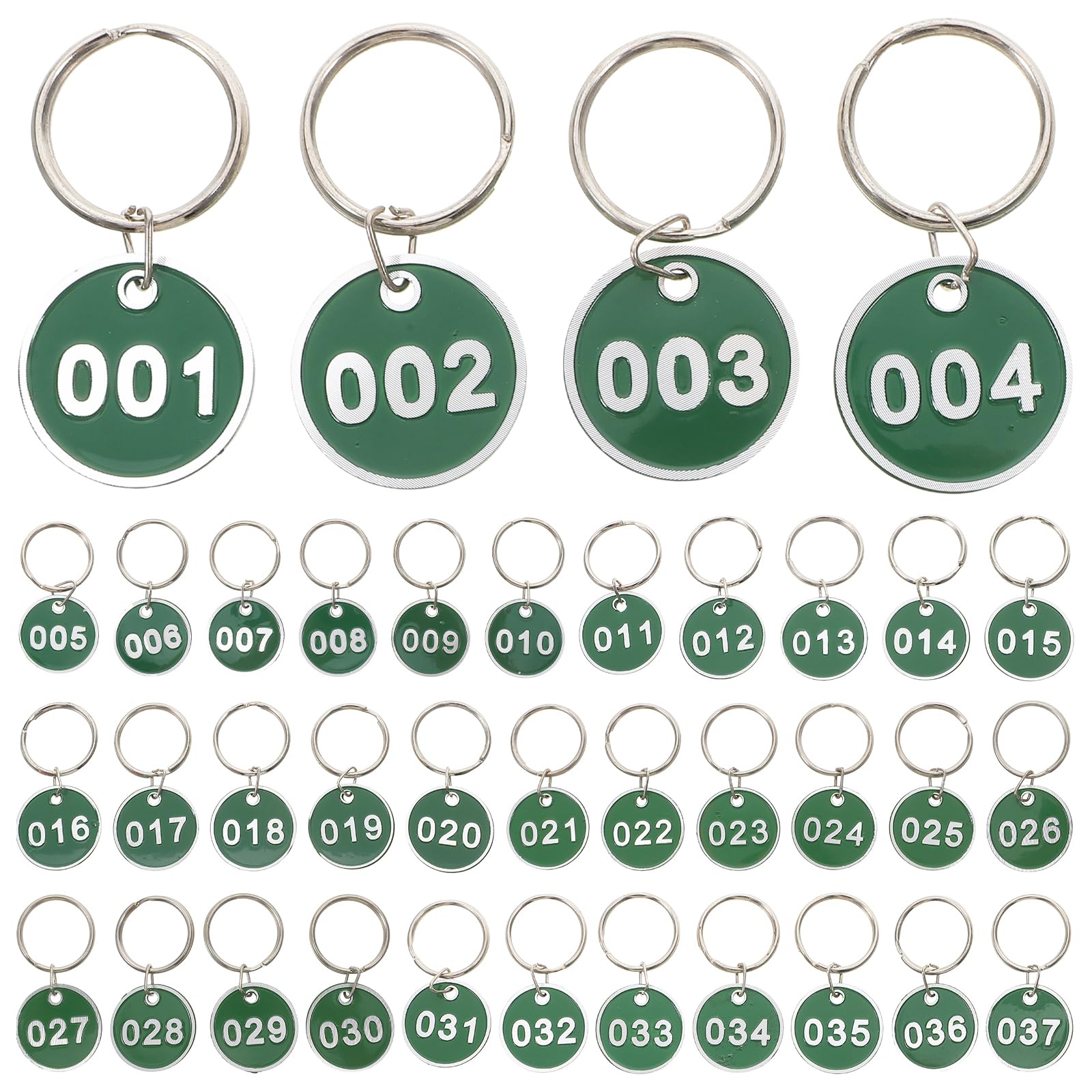 NUOBESTY 50Pcs Aluminium Alloy Metal Number Tags with Key Rings 1-50 Round Key Tags for Locker Identification Dormitory Luggage Office Use