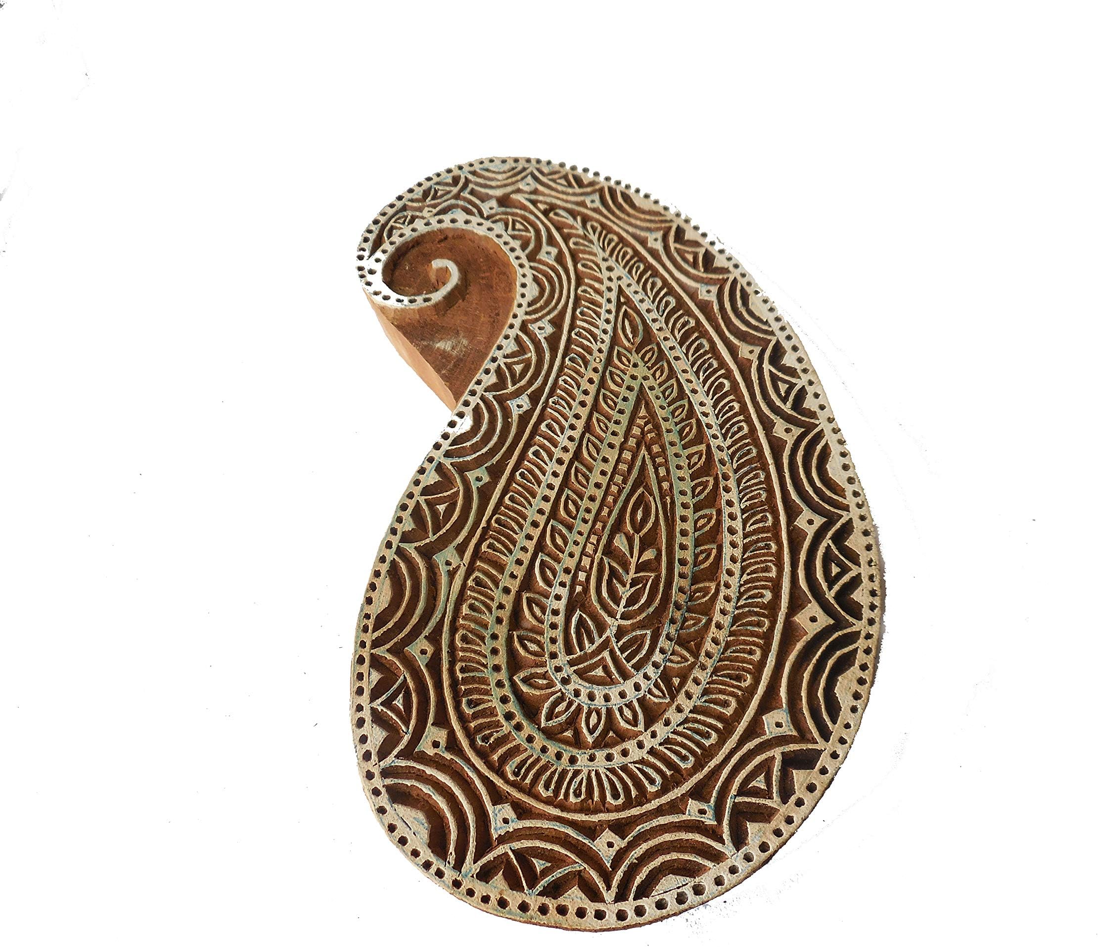 Handmade Print Blocks LIEF Shaped Wood Stamps - Fabric Textile Paper Pottery Block Printing Stamp ((8 × 4) mm)