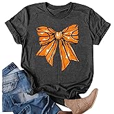 Baseball Shirts for Women Baseball Bow Graphic T Shirt Baseball Mom Short Sleeve Tee Game Day Gifts Tops