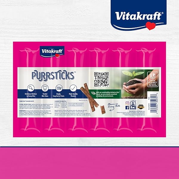 VITAKRAFT PURRSTICKS MEATY CAT STICKS – CHICKEN – SEGMENTED AND BREAKABLE MEATSTICK – DELICIOUSLY TENDER