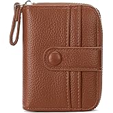SENDEFN Small Credit Card Holder Wallets for Women Compact Leather Cards Cases with Zipper