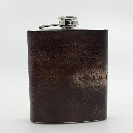 VINAY AND VIJAY Antique Love Birds Personalized Leather Liquor Flask for Men Birthday Gift Free Shipping