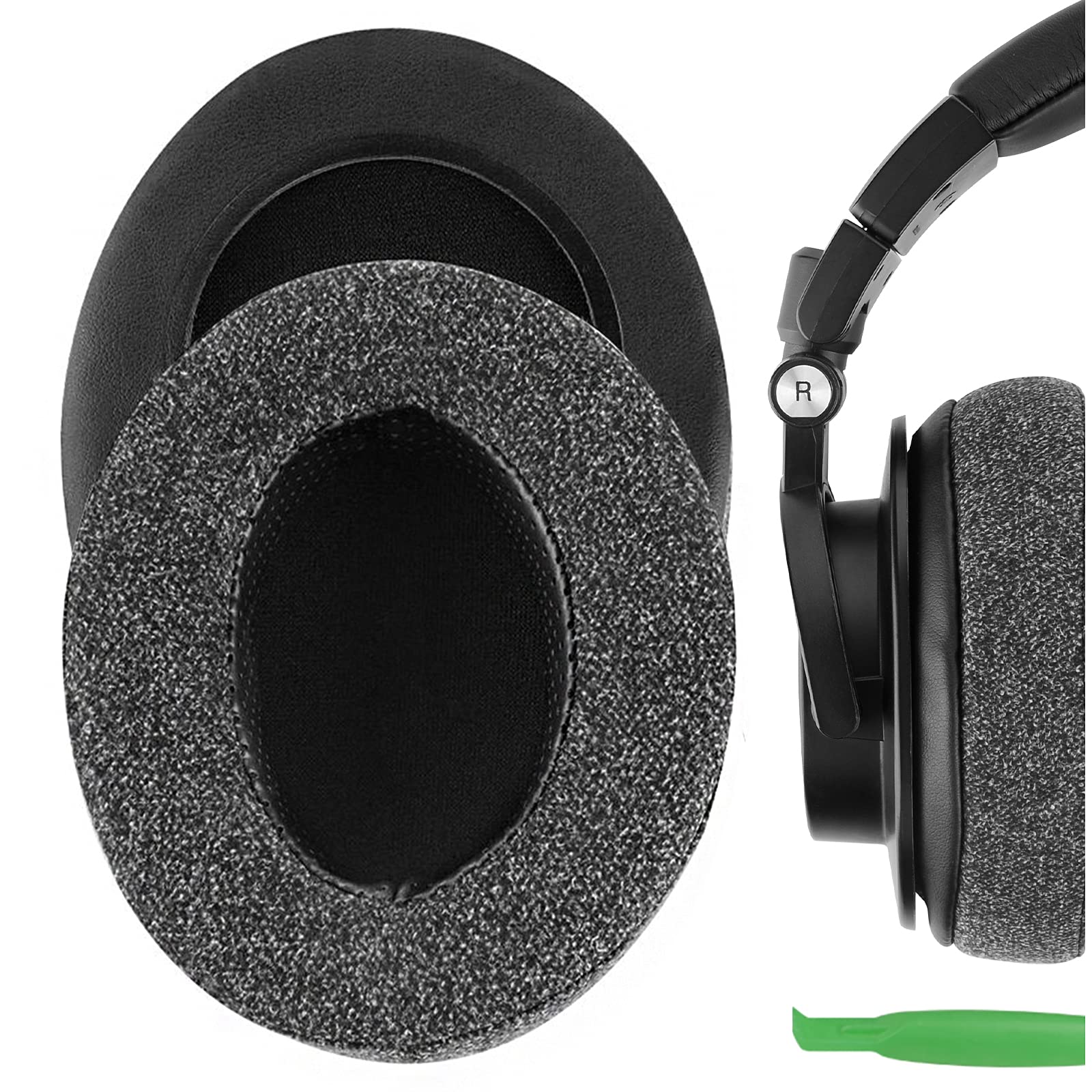 Geekria Comfort Linen Replacement Ear Pads for Audio-Technica ATH-M50XBT, M50xBT2, M50X, M60X, M40X, M30X, M20X, M10X, ATH-ANC9 Headphones, Repair Parts with Video Guide (Dark Grey)