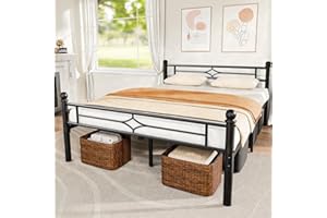 BedsPick Queen Size Metal Bed Frame with Headboard and Footboard, Platform Bed Frame with Premium Steel Slats Support/12.5'' Under Bed Storage Space/No Box Spring Needed/Noise Free/Easy Assembly/Black