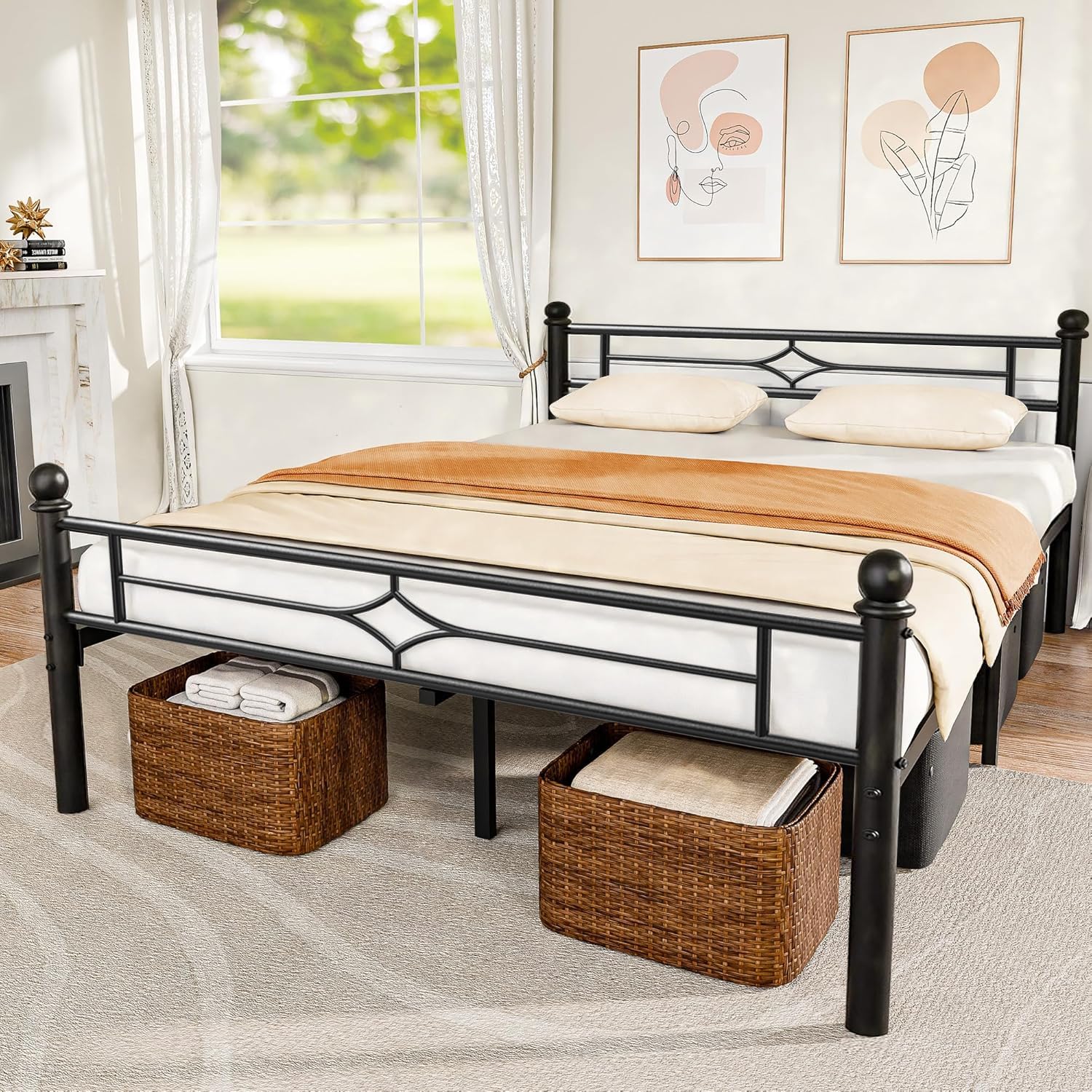 Photo 1 of *MISSING PARTS UNKNOWN*
BedsPick Queen Size Metal Bed Frame with Headboard and Footboard, Platform Bed Frame with Premium Steel Slats Support/12.5'' Under Bed Storage Space/No Box Spring Needed/Noise Free/Easy Assembly/Black