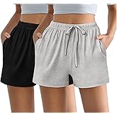 Ekouaer Womens 2 Pack Pajama Shorts Comfy Lounge Bottom Y2k Printed Sleep Short with Pockets Pj Bottoms S-XXL