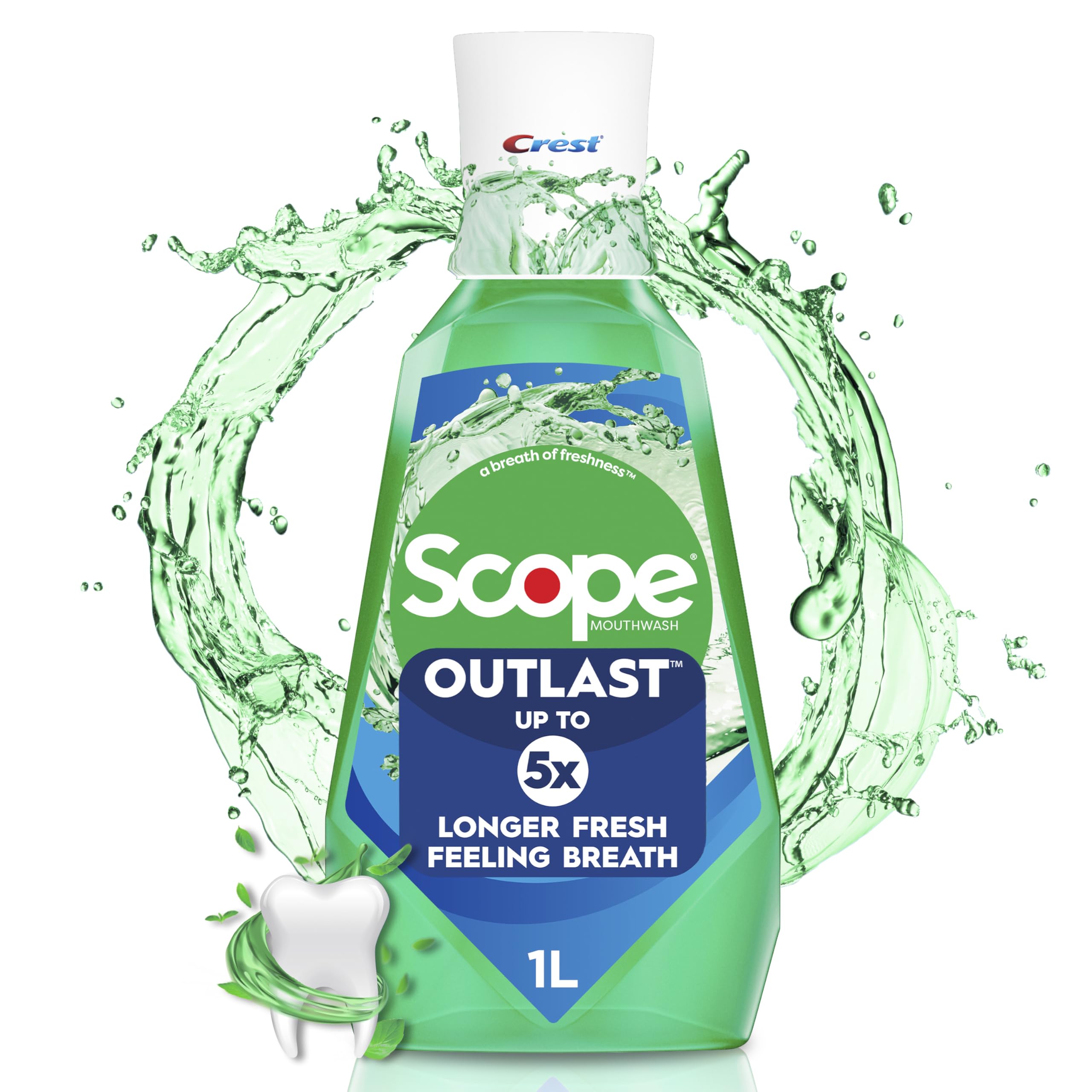 Crest Scope Outlast Long Lasting Mint Mouthwash, 33.8 fl oz