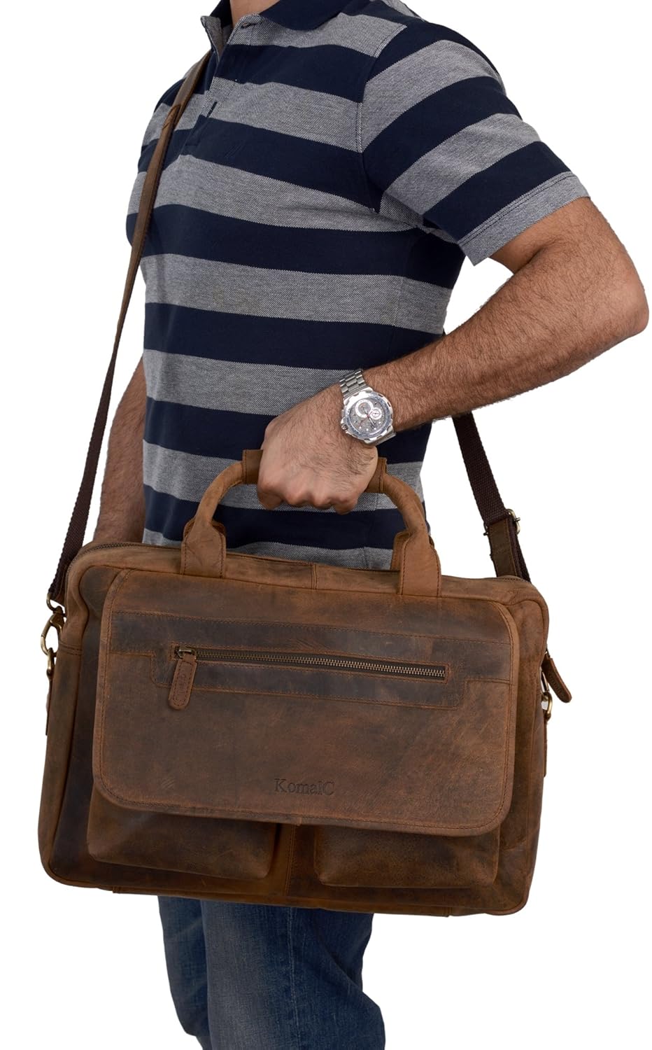 vintage retro buffalo leather briefcase