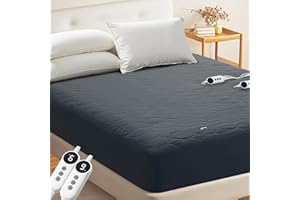 MASVIS Heated Mattress Pad King Size - Dual Control, 6 Heat Settings & 10-Hour Auto Off, Quilted Electric Bed Cover, Bed Warmer with Deep Pocket | Fast Heating | Machine Washable,Grey,78"x80"