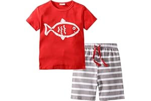 BIBNice Toddler Boy Clothes Kids Summer Cotton Outfits Shirt Short Sets Size 2-7