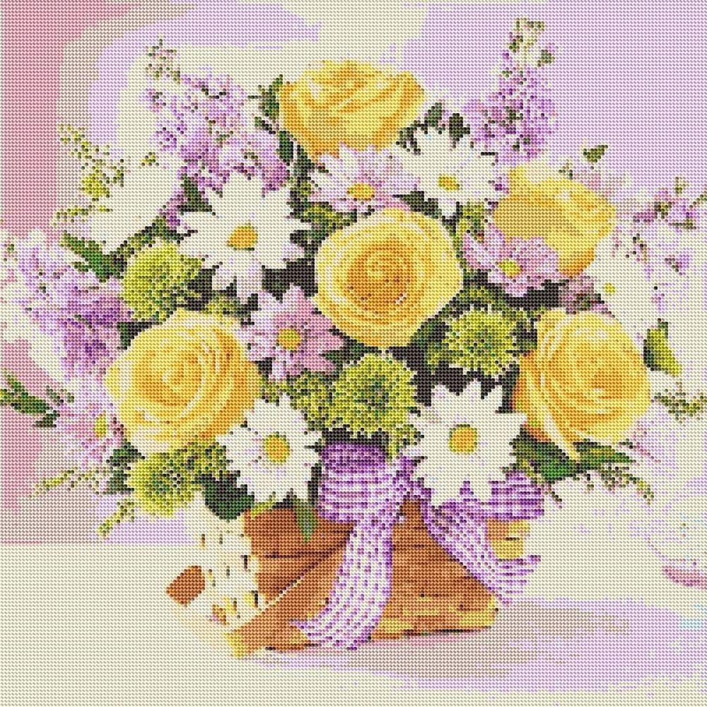 LANSUER DIY 5D Diamond Painting by Number Kits for Adults,Full Round Drill Crystal Rhinestone Embroidery Paintings Art Craft Yellow Rose 11.8x11.8in - Image 3