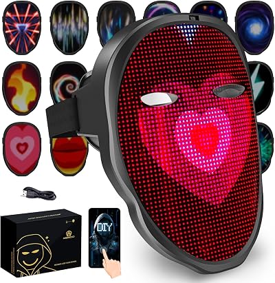 MEGOO LED Mask with App Bluetooth Programmable 45 Modes 70 Images Halloween