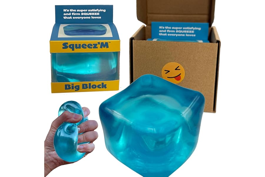 Premium Big Block Squeez'M Cube – 35% Larger Than The Standard Squishy Cube, Toy for Kids & Adults - Sensory Fidget for Stres