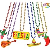 JOYIN 24 PCS Cinco de Mayo Necklaces Bead, Fiesta Beaded Necklace for Mexican Themed Bachelorette Party Favors, Taco Tuesday, Dia De Muertos Festivals, Photo Props Carnivals Event Decorations