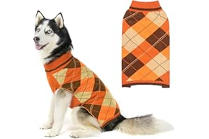 KOOLTAIL Fall Dog Sweater Pet Knitted Clothes - Thanksgiving Classic Plaid Pullover Turtleneck Dog Sweaters with Leash Hole, Thick Cold Weather Pet Outfits for Small Medium Large Dogs Cats Puppy, M