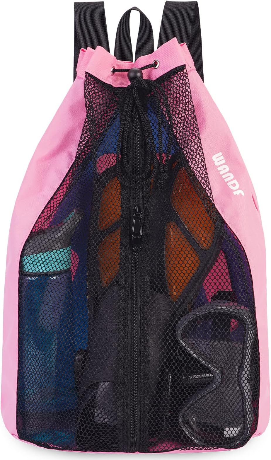 WANDF Mesh Drawstring Swim Backpack Beach Bag Large Capacity 32 x 48 cm
