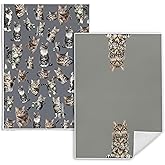 FITIE Tabby Cat Gifts Kitchen Towels, Cat Lover Gifts Dish Tea Towels, Cute Kitty Kitten Grey Brown Decorative Hand Towel for Bathroom, 16x24 Inch Set of 2