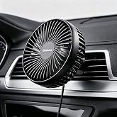 Gleekora 5'' USB Car Vent Fan, 3-Speed with Memory Function, 8.2ft Cord | Clip-On Air Circulation &amp; Cooling Fan, for Vehicle, SUV, Van, RV,Truck