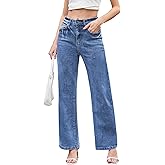 Dimur Jeans for Women Trendy High Waisted Straight Jeans Loose Wide Leg Stretchy Denim Pants with Pockets 2025 Fashion