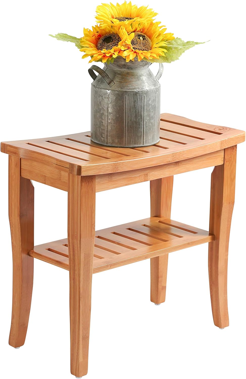 Bambusi Shower Bench Stool with Shelf - Bamboo Spa Bathroom Decor - Wood Seat Bench for Indoor or Outdoor Use: Health & Personal Care