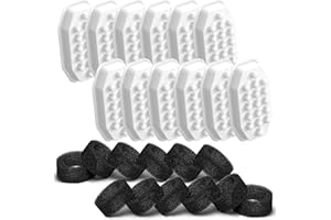 Rellaty Official Cat Water Fountain Filters Replacement & Pre-Filter Sponges for 3.2L/108oz Automatic Pet Fountain Dog Water Fountain (12 Carbon Filter and 12 sponges)