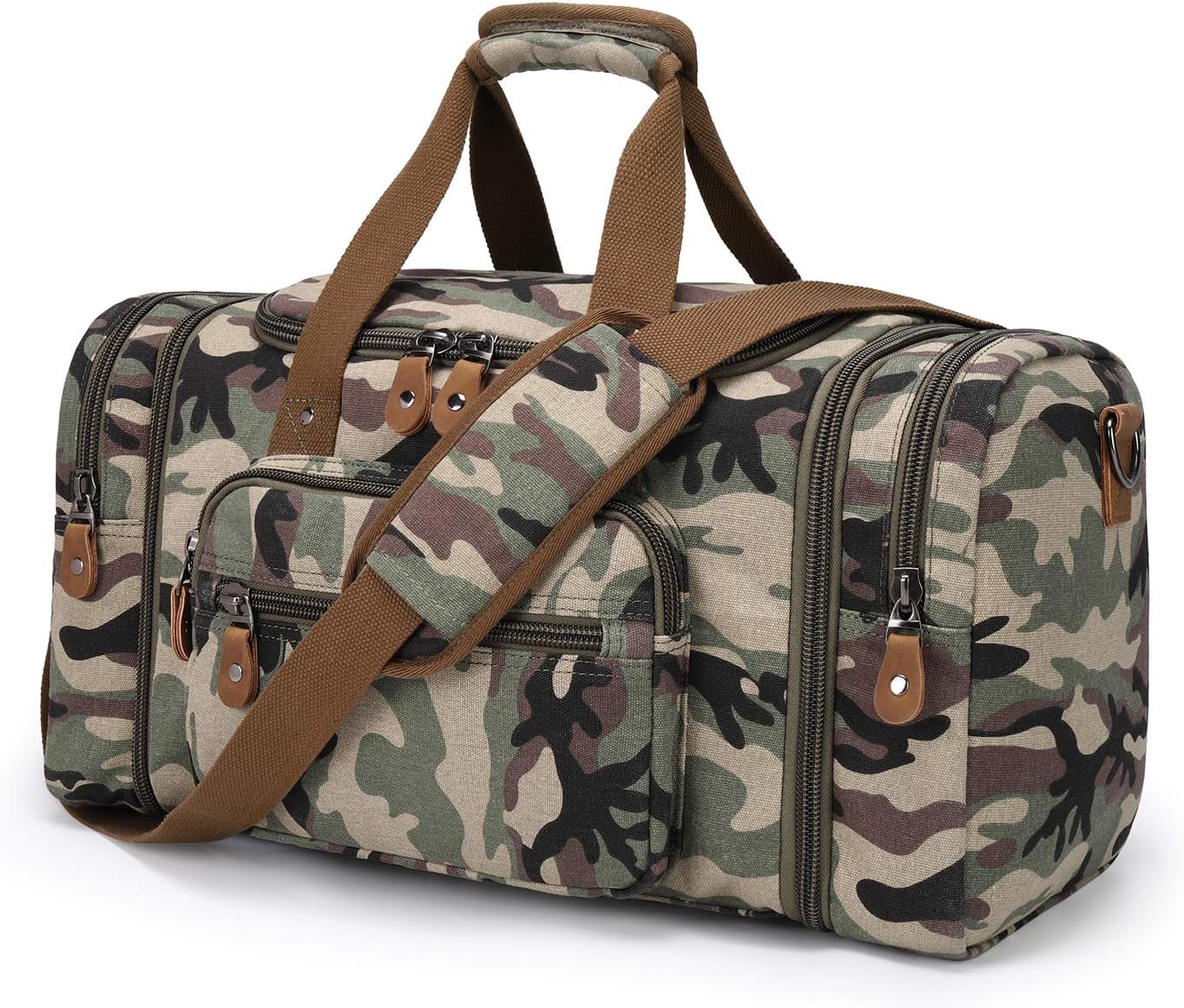 Plambag Canvas Duffle Bag for Travel, 60L Duffel Overnight Weekend Bag(Camouflage